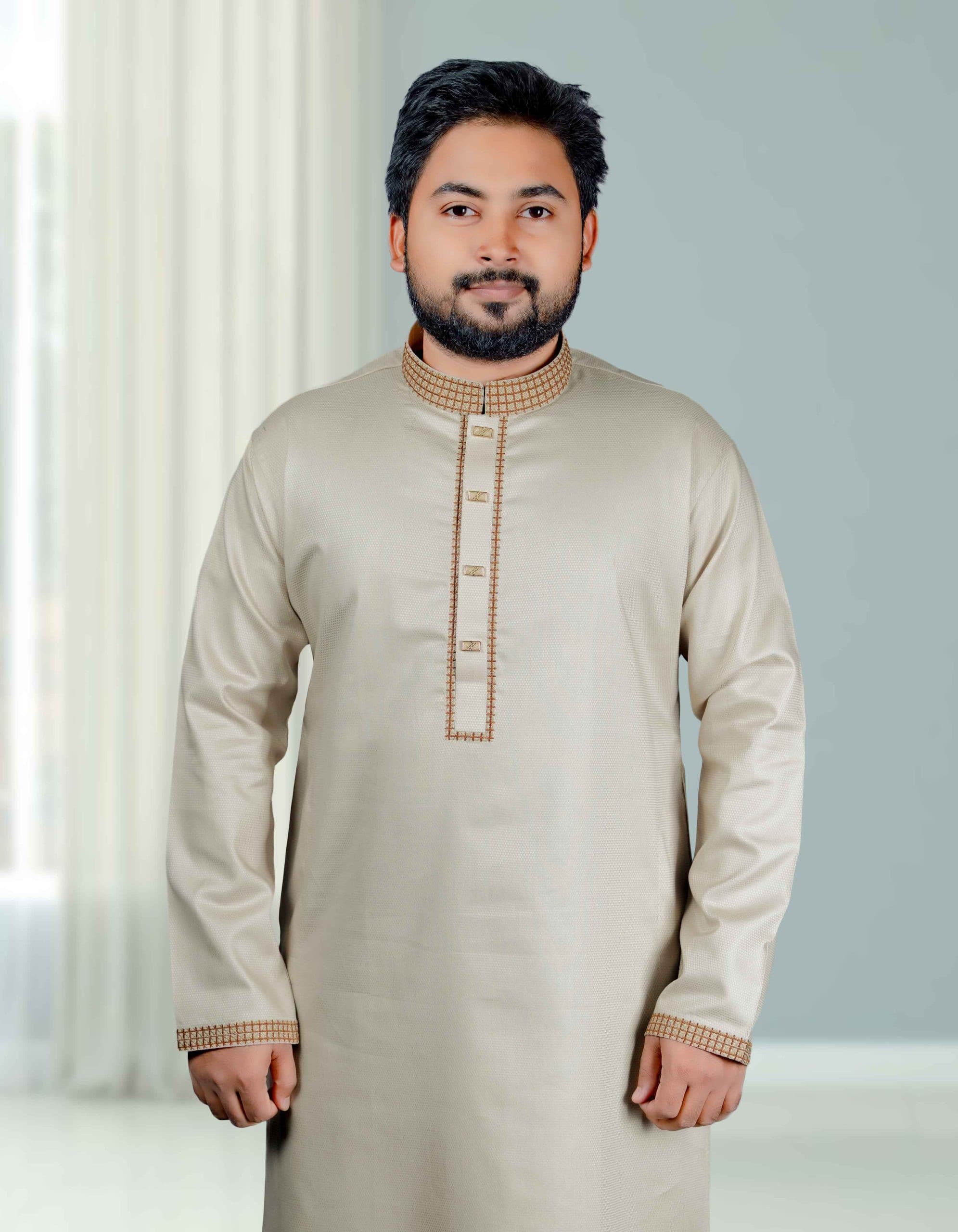 অফ হোয়াইট কালার পাঞ্জাবী। কোড: ৩৫৫ - Image 1
